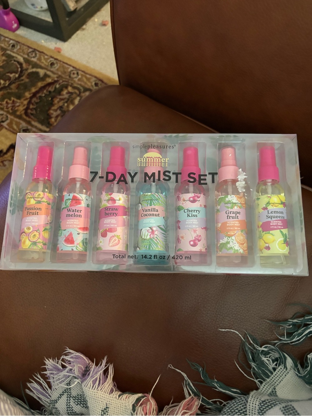 Simple Pleasures 7-Day  Mist Set - Assorted Fruity & Floral Scents nwt